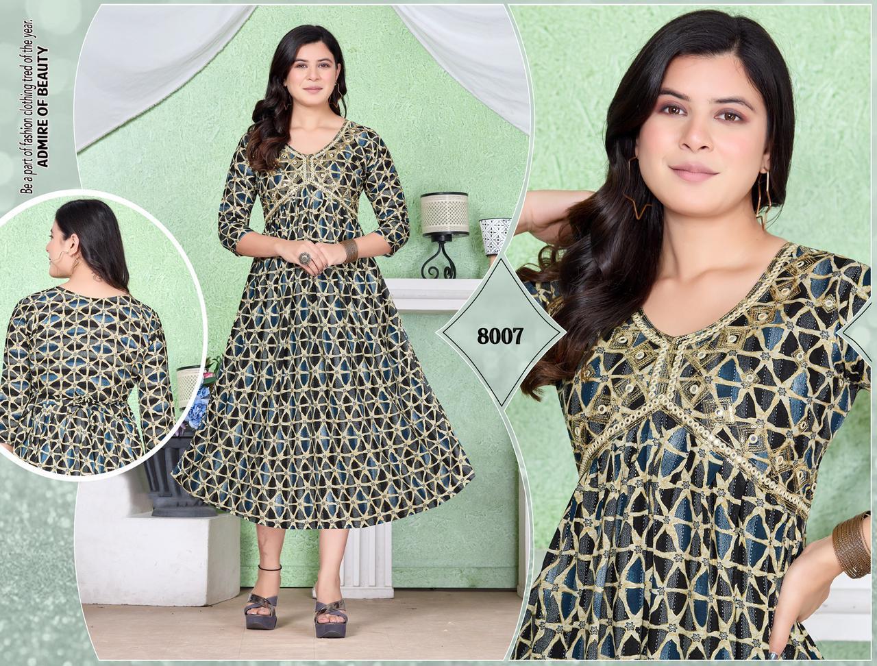 Be You By Golden Rayon Embroidery Alia Cut kurtis Catalog
